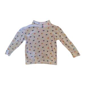 Vtg Toddler Girls Turtleneck Sz 4T AOP Hearts Polkadots Colorful 80s USA